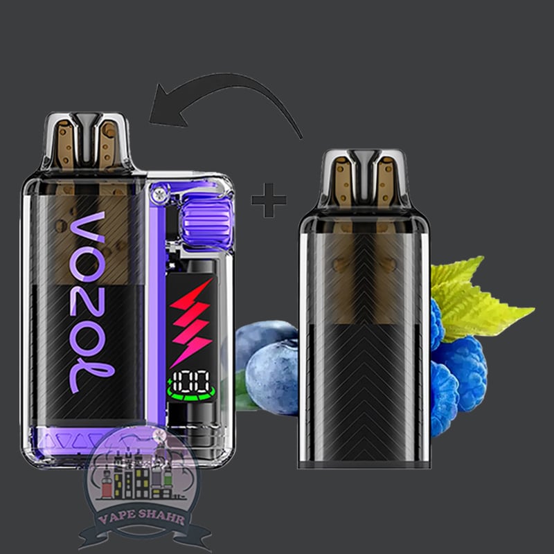 vozol-vista-plug-starter-kit-1500-puffs-blueberry-raspberry پاد 15000 پاف ویستا پلاگ وزول طعم بلوبری تمشک؛Vozol Vista Plug ez 15000 Puffs