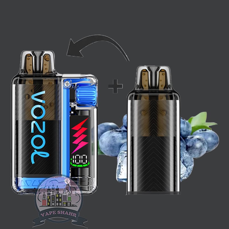 vozol-vista-plug-starter-kit-15000-puffs-blueberry-ice پاد 15000 پاف ویستا پلاگ وزول طعم بلوبری یخ؛Vozol Vista Plug ez 15000 Puffs